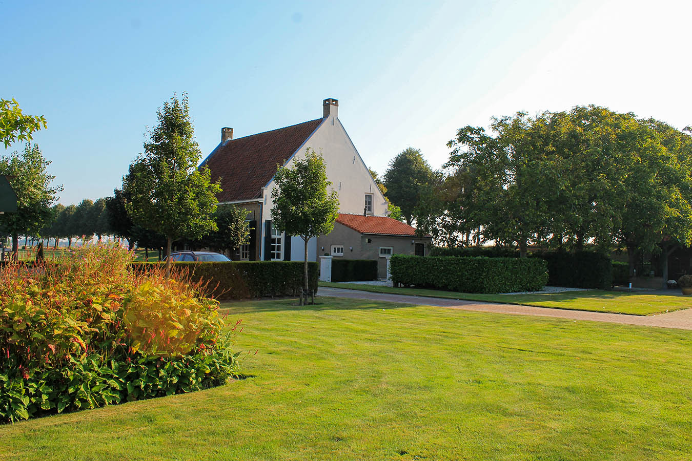 landelijke tuin_zevenbergen_groot gazon_hagen_ruimtelijk_tuinontwerp_tuinaanleg_geleijns hoveniers